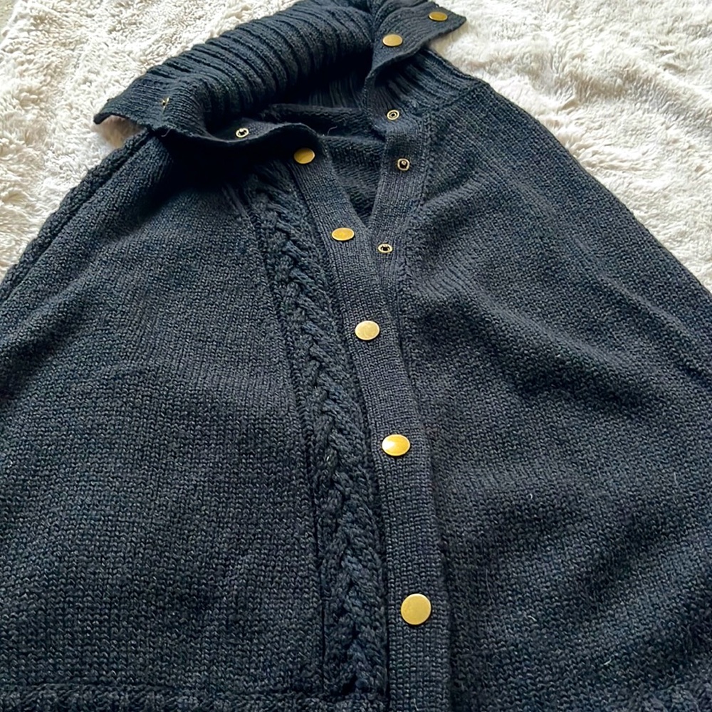 Talbots black cable knit sweater poncho